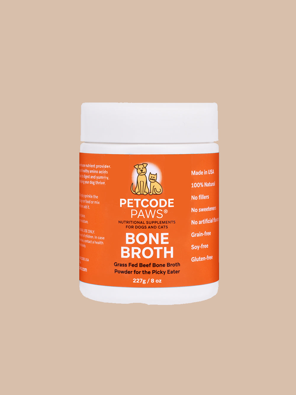 COMING SOON! Grass-Fed Beef Bone Broth Nutritional Supplement for Dogs + Cats